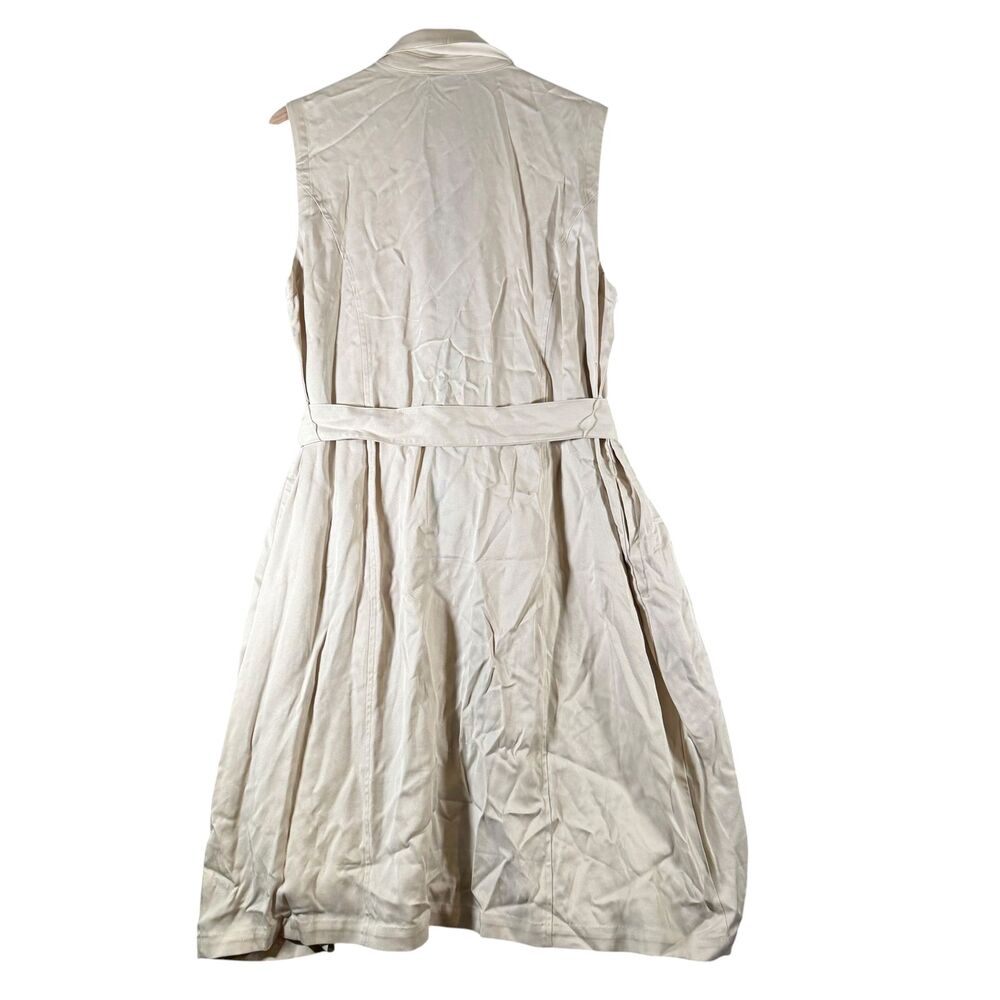 J Jill Wearever Trench Vest XL Oatmeal Longline Open Sleeveless Tie Waist Pocket - Picture 8 of 11